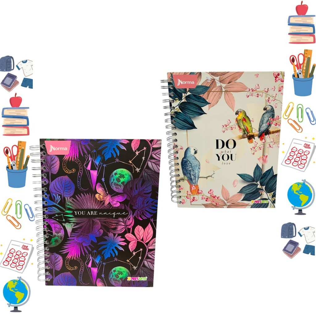 Cuaderno xpresarte 5 materias dura book grande femenino
