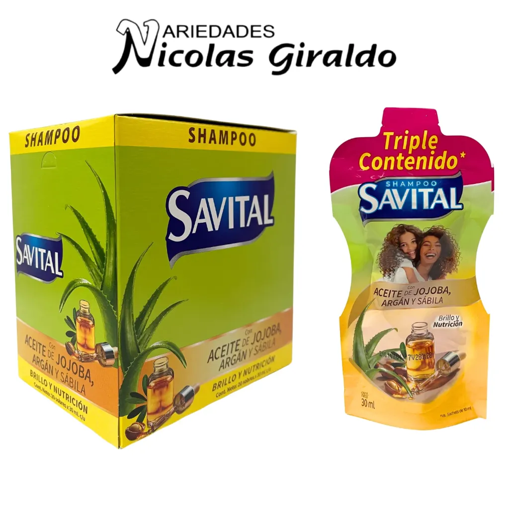 Shampoo savital nutricion y brillo sobre 30ml caja x20