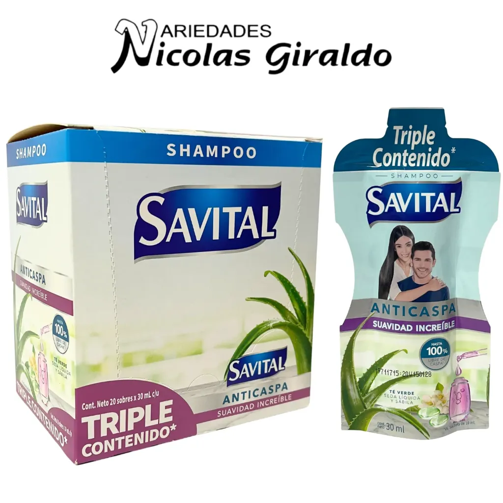 [64983802] Shampoo savital te y seda sobre 30ml caja x20