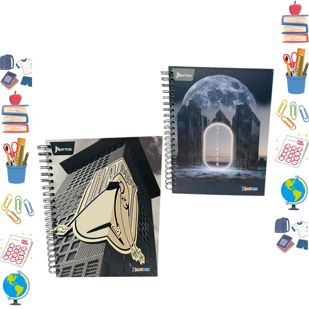 Cuaderno xpresarte 5 materias dura book grande masculino