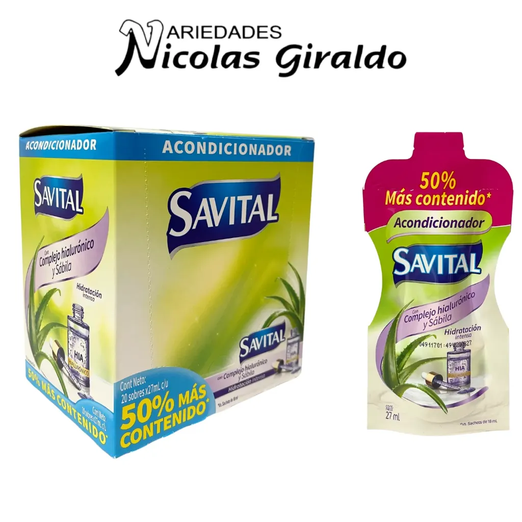 Acondicionador savital hialuronico sobre 27ml caja x20
