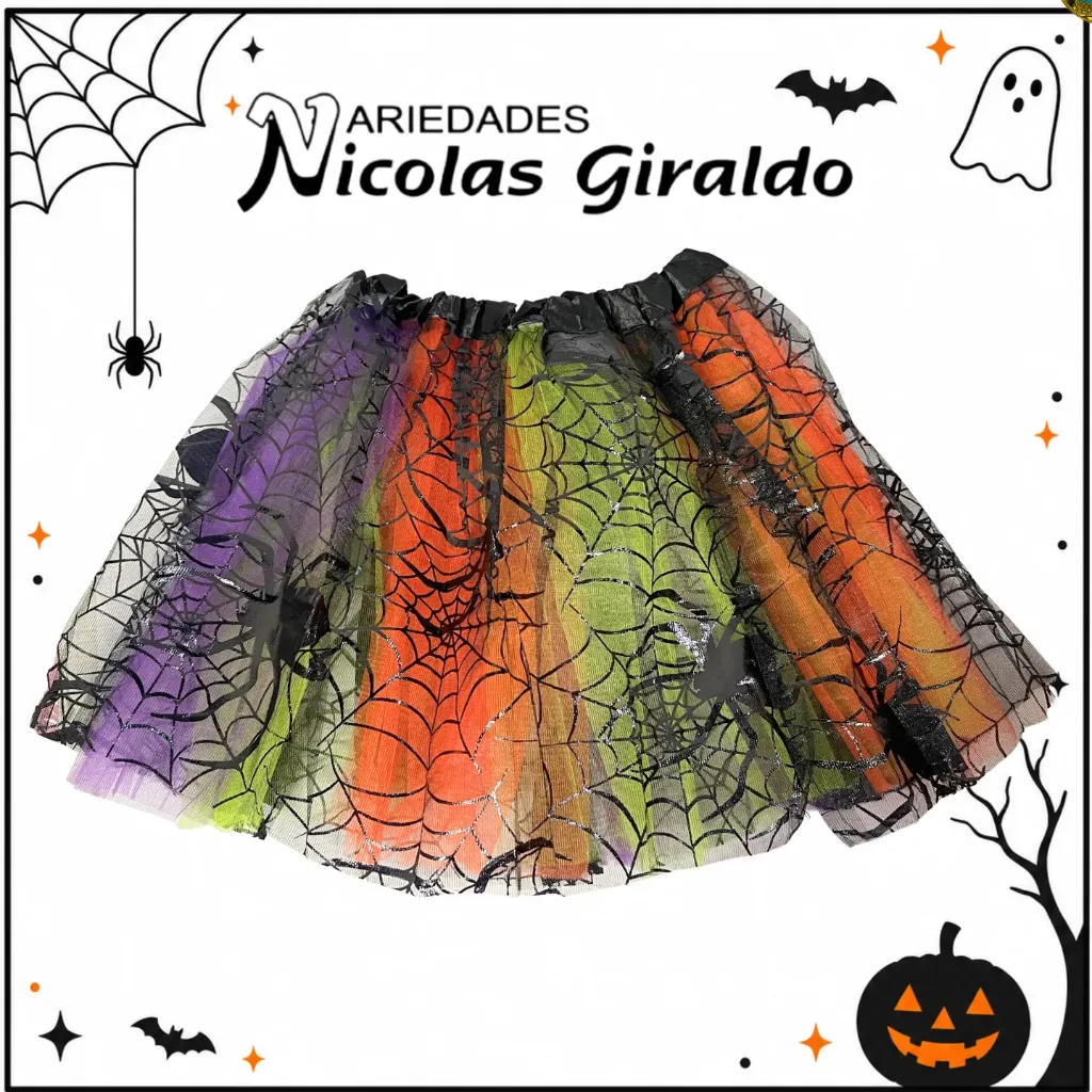 [AS-H1158] Tutu telaraña fondo neon 40cm grande Halloween