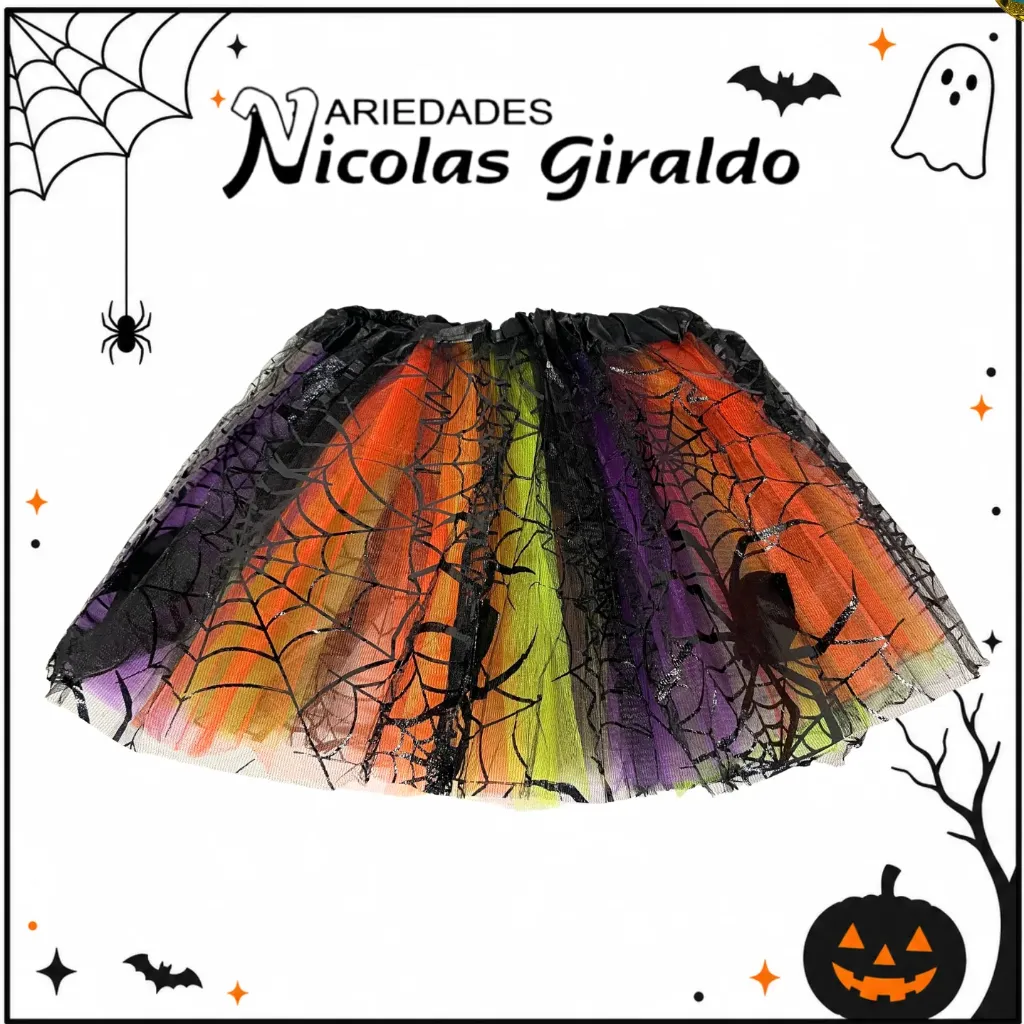 [AS-H1157] Tutu telaraña fondo neon 30cm pequeño Halloween