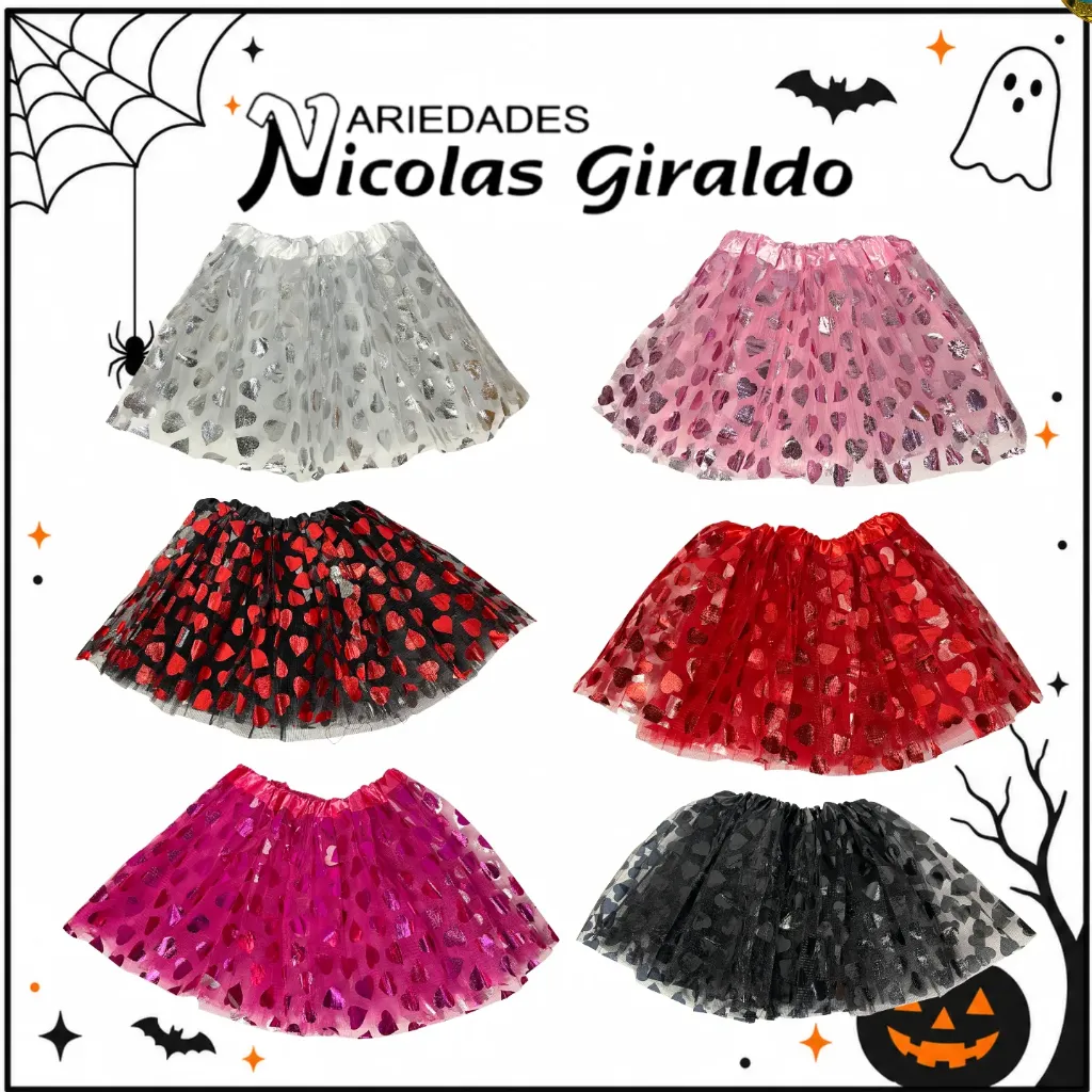 Tutu telaraña corazones brillantes 30cm pequeño Halloween