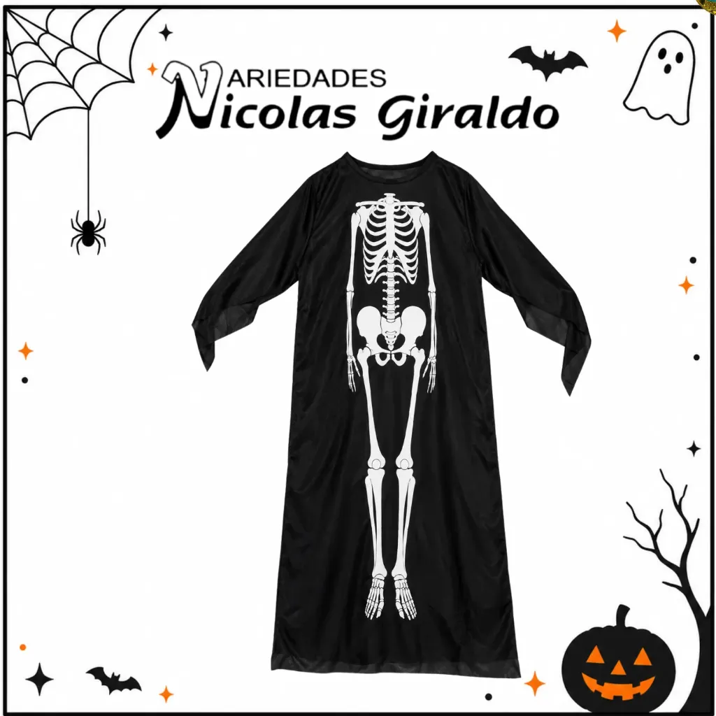 Capa esqueleto 120cm adulto halloween