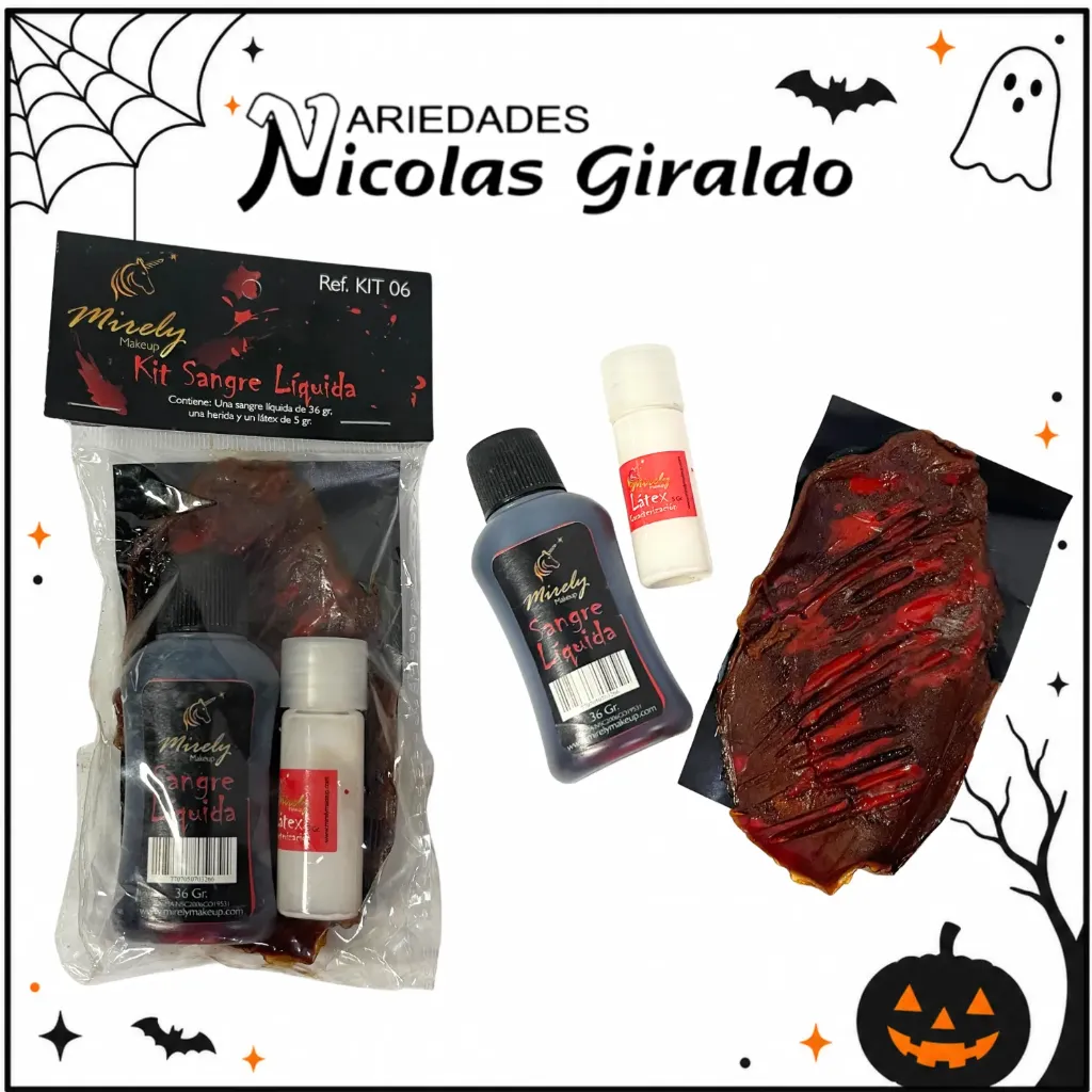 Herida pequeña mas sangre liquida y gotero latex halloween