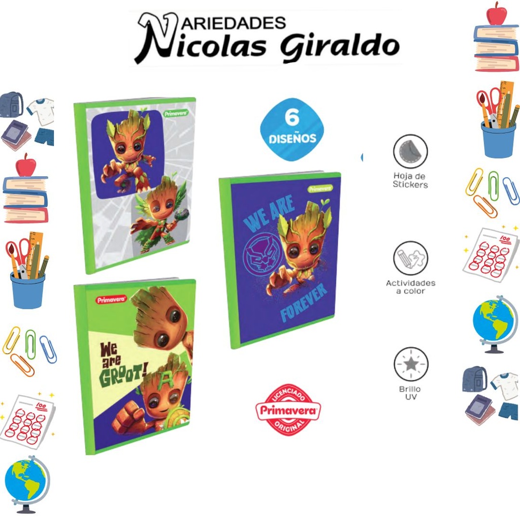 Cuaderno cosido primavera 100H cuadro groot