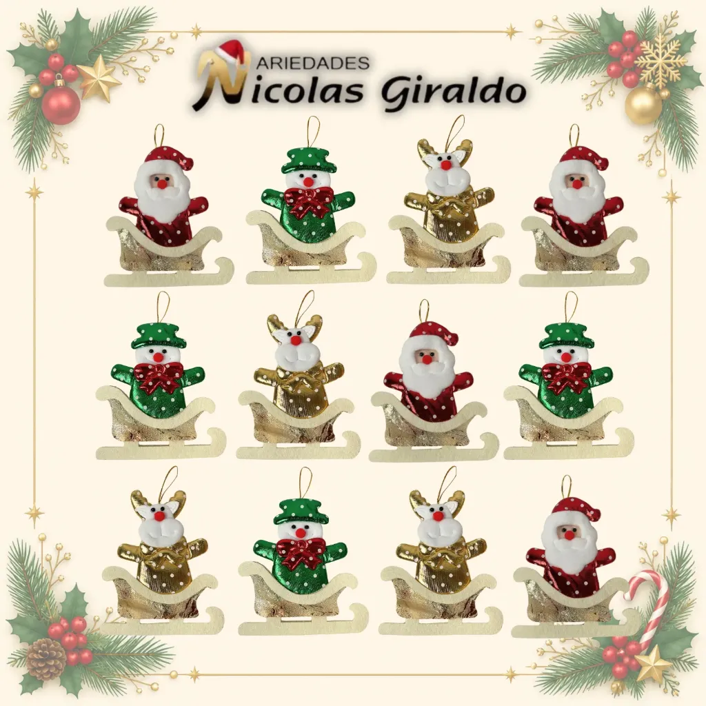 [A4802] MUÑECO COUNTRY MEDIANO TRINEO PAQUETE X12