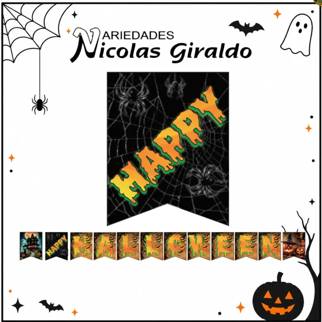 Banderin happy halloween neon