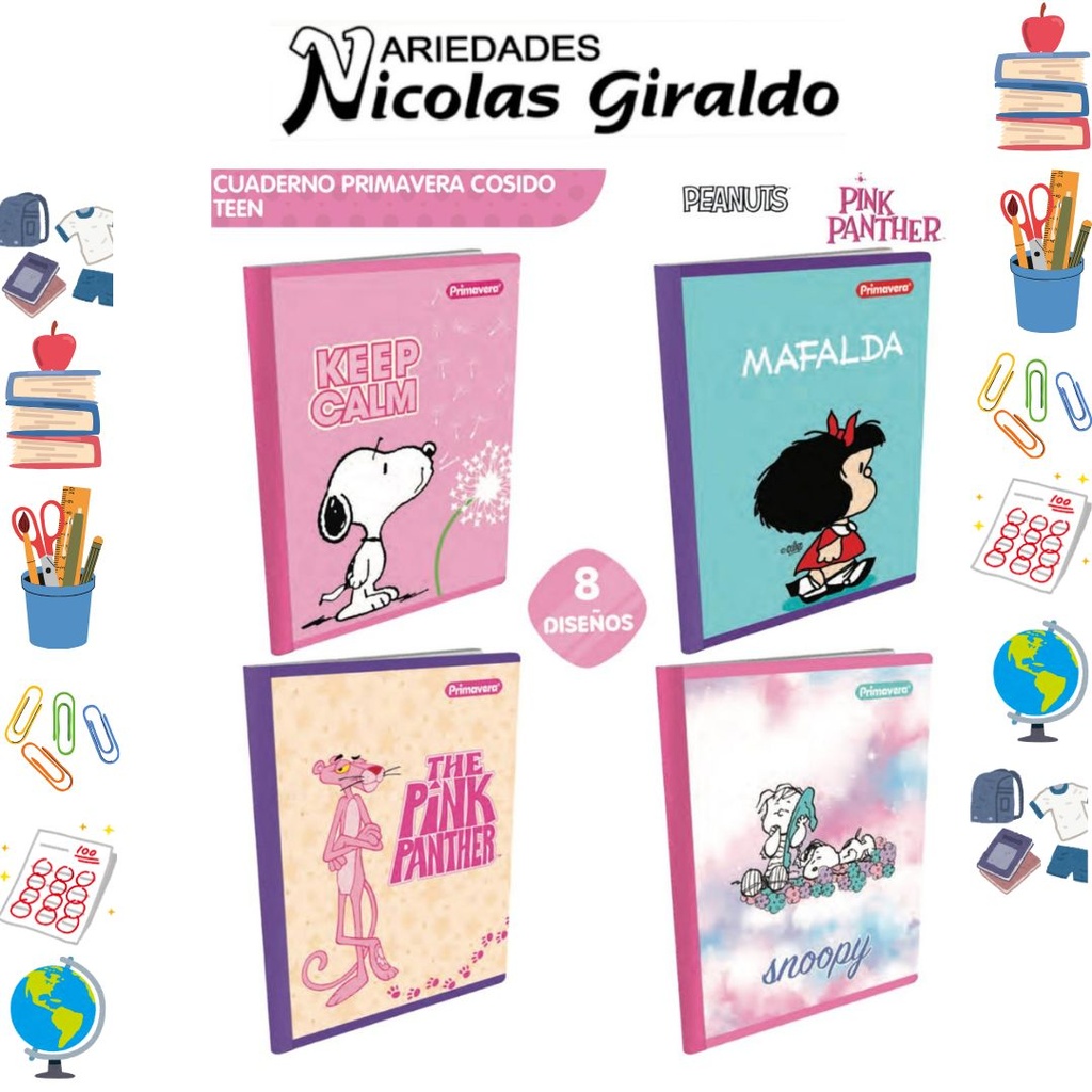 Cuaderno cosido primavera 100H cuadros mujer