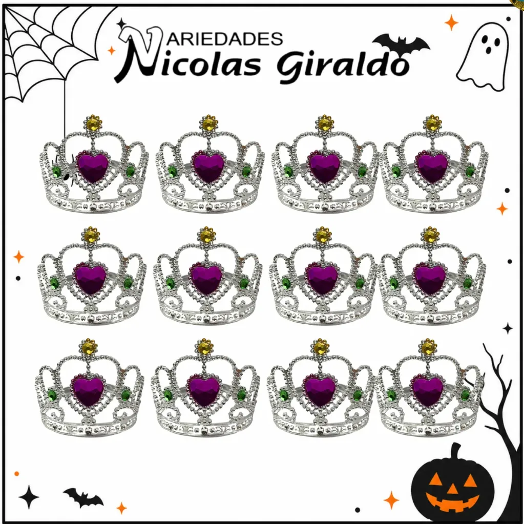 Corona halloween plateada pqt x12