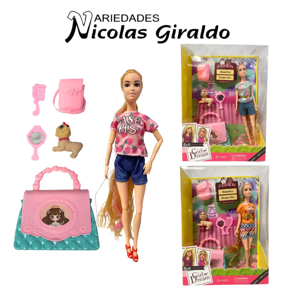 [MG28932] Muñeca caja articulada con mascota y accesorios