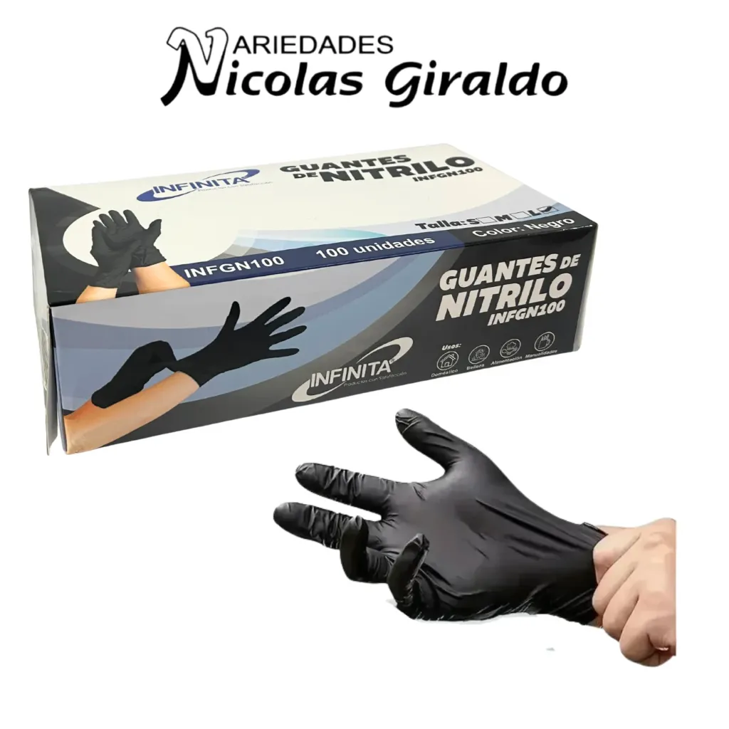 Guante negro desechable caja x100 infinita talla L
