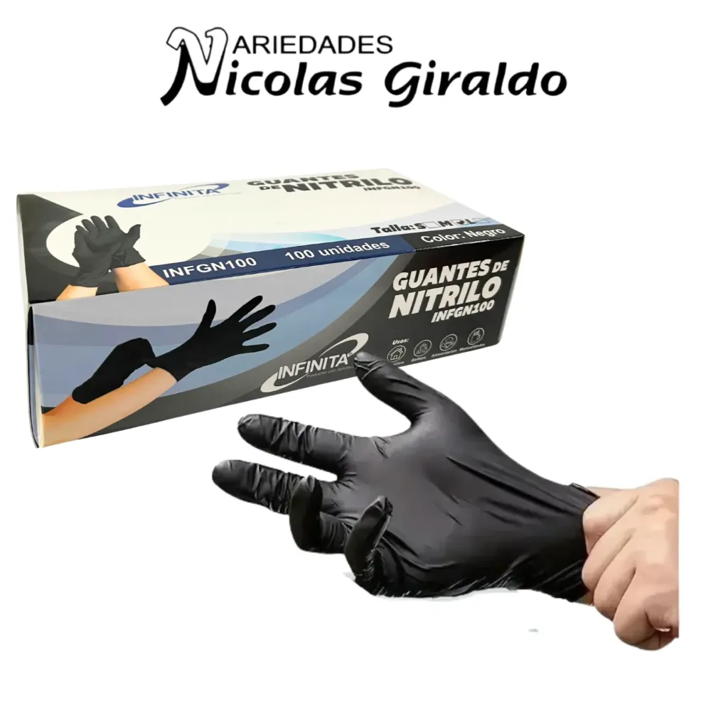 Guante negro desechable caja x100 infinita talla M