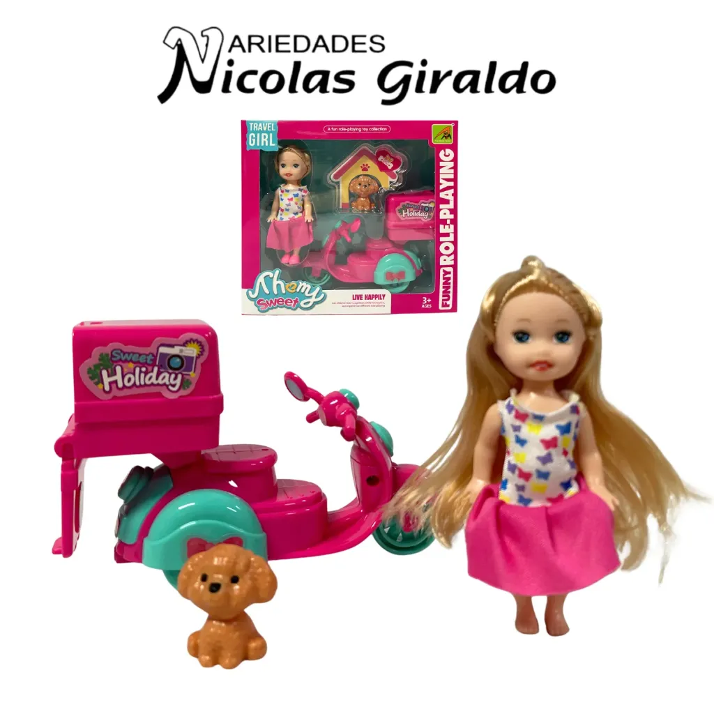 [CA3317] Muñeca mini en caja con moto