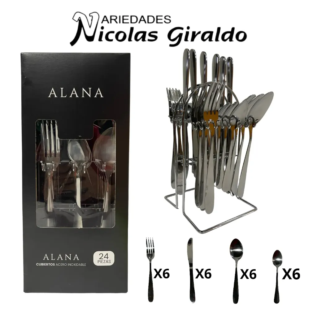 Set de cubiertos fino con base x24 piezas