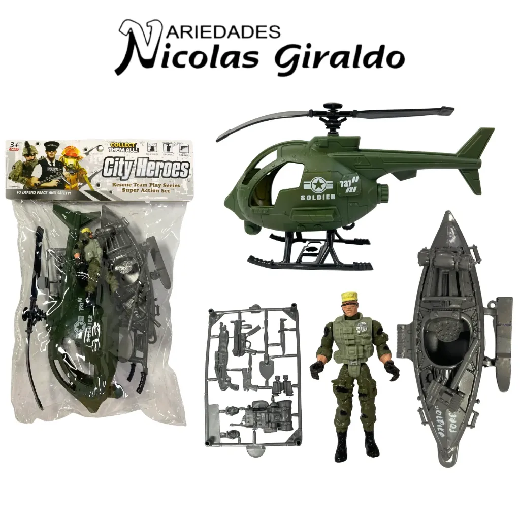 [MG56143] Set militar con helicoptero y accesorios