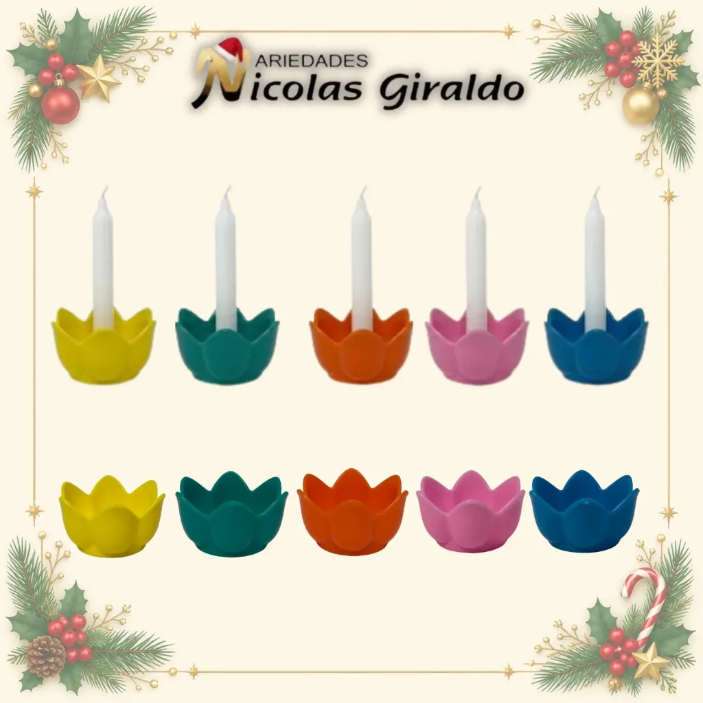 PORTA VELA PLASTICO MULTICOLOR X10