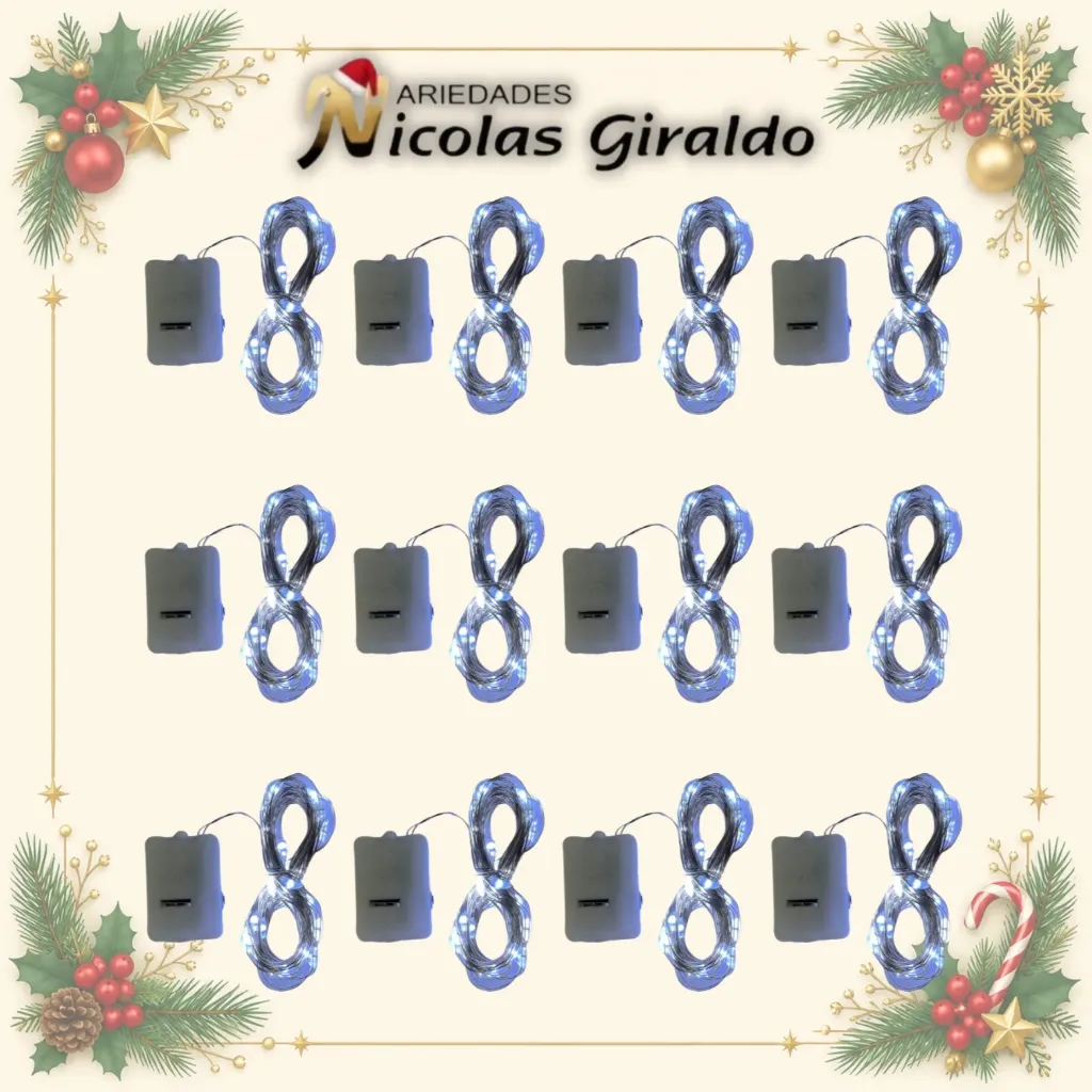 Luz alambre de pila reloj x30L lineal blanca paquete x12