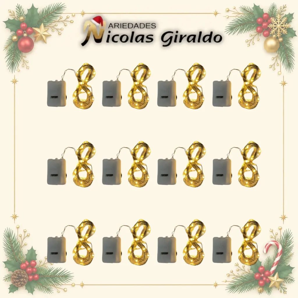 Luz alambre de pila reloj x30L lineal calida paquete x12