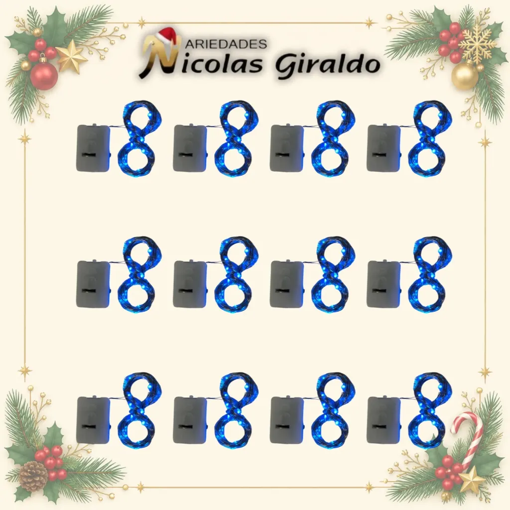 Luz alambre de pila reloj x30L lineal azul paquete x12