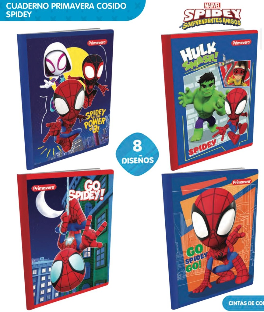 Cuad cosido prim. 100 H rayas spidey marvel