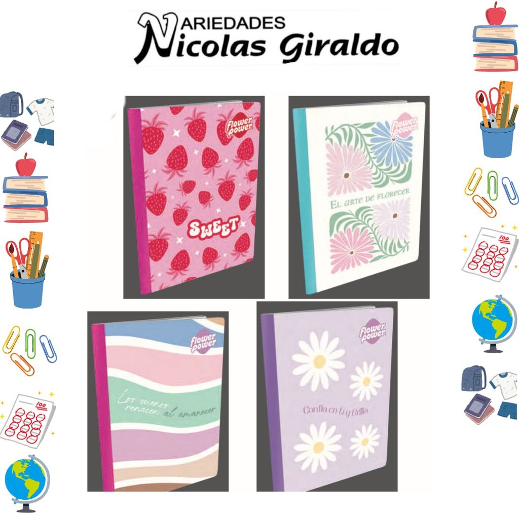 [P1390] Cuaderno cosido primavera 100H rayas trendy (1390)
