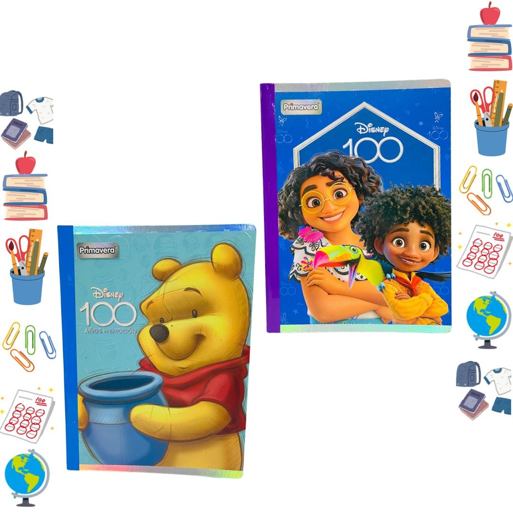 Cuaderno cosido prim. 100 Hcuadros disney100 niña