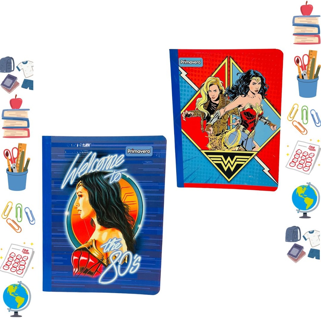 Cuaderno cosido prim. 100 H rayas mujer maravilla (1575)