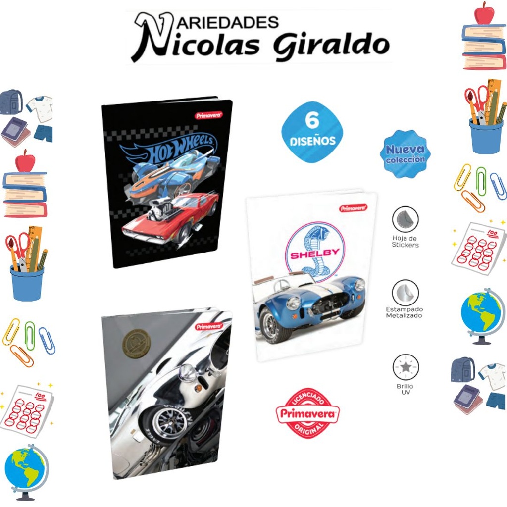 Cuaderno cosido primavera pasta dura 100H raya hombre