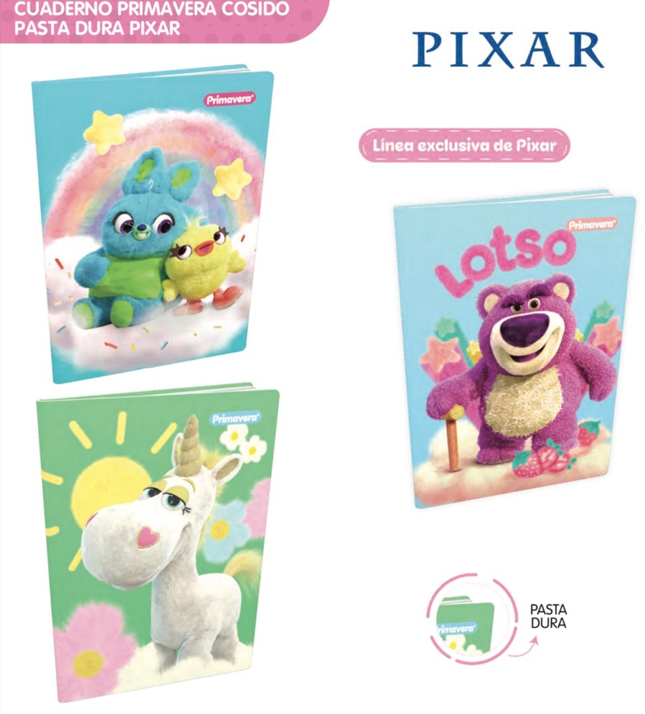 Cuad cosido prim. p.dura100 H raya pixar