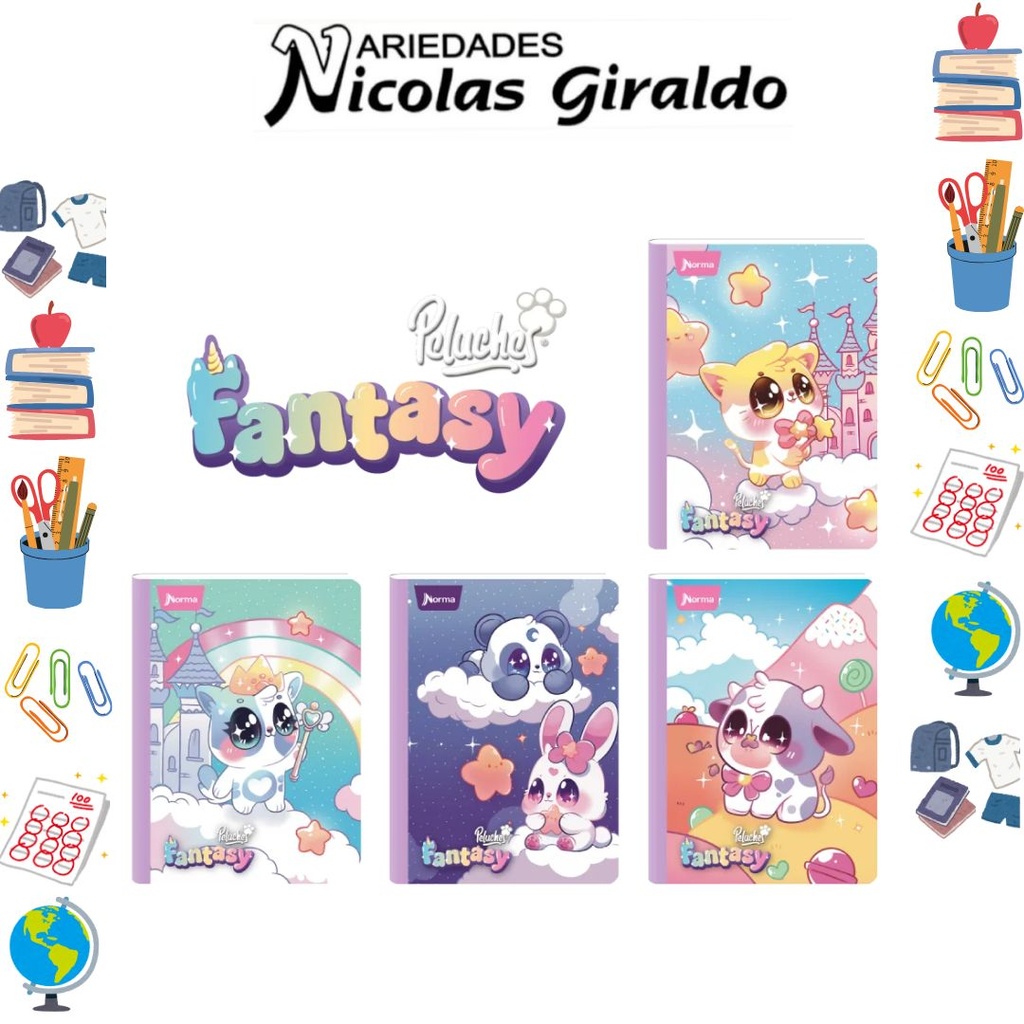 Cuaderno norma gama media peluche fantasy 100H cuadro