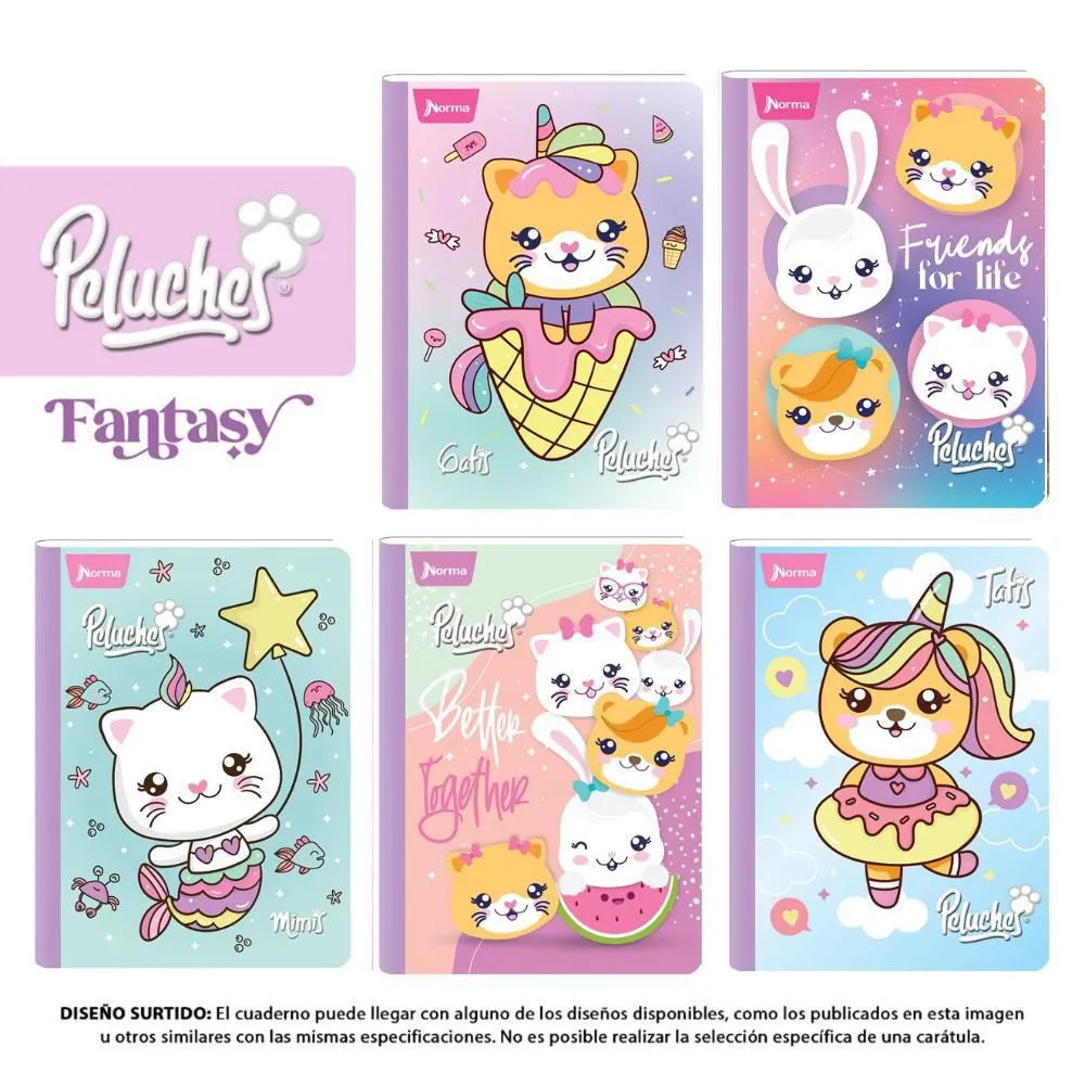 Cuaderno norma gama media peluche fantasy 100H raya