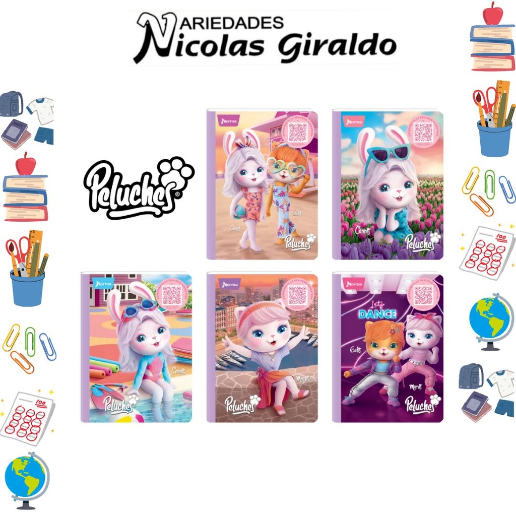 Cuaderno norma gama media peluche 100H raya