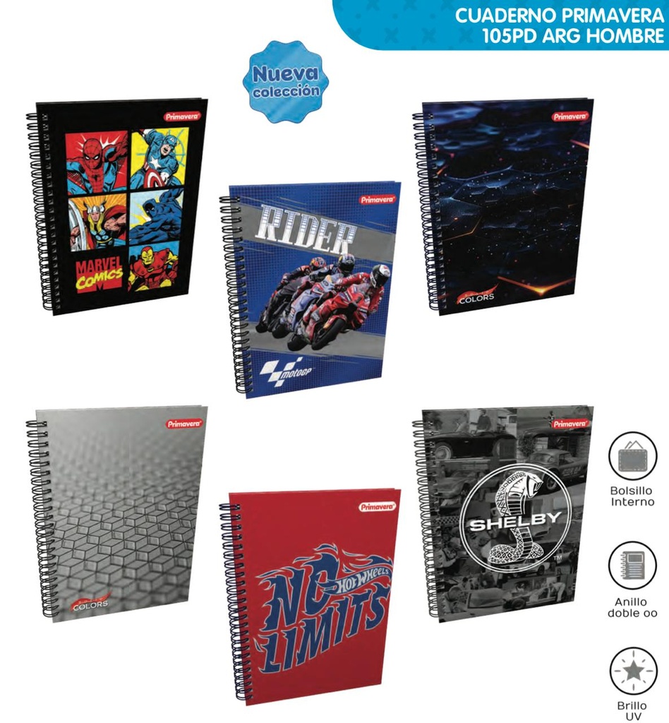 Cuaderno primavera argollado academico cuadro hombre