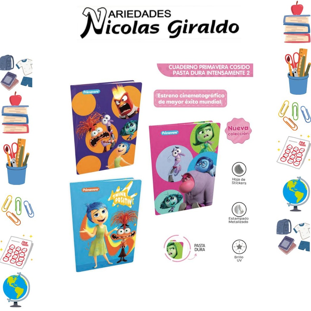 [P3815] Cuaderno cosido primavera pasta dura 100H cuadro intensamente