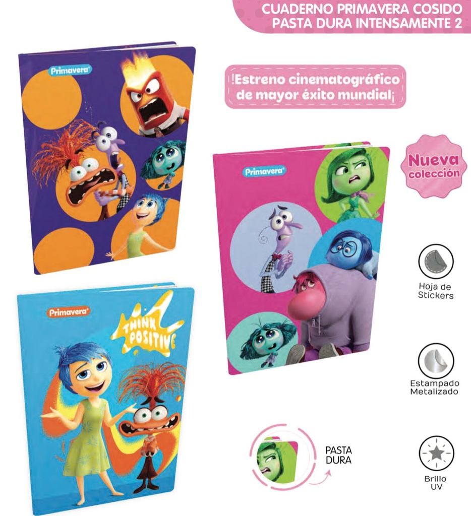 Cuaderno prim. cosido p.dura 100H cuadro intensamente