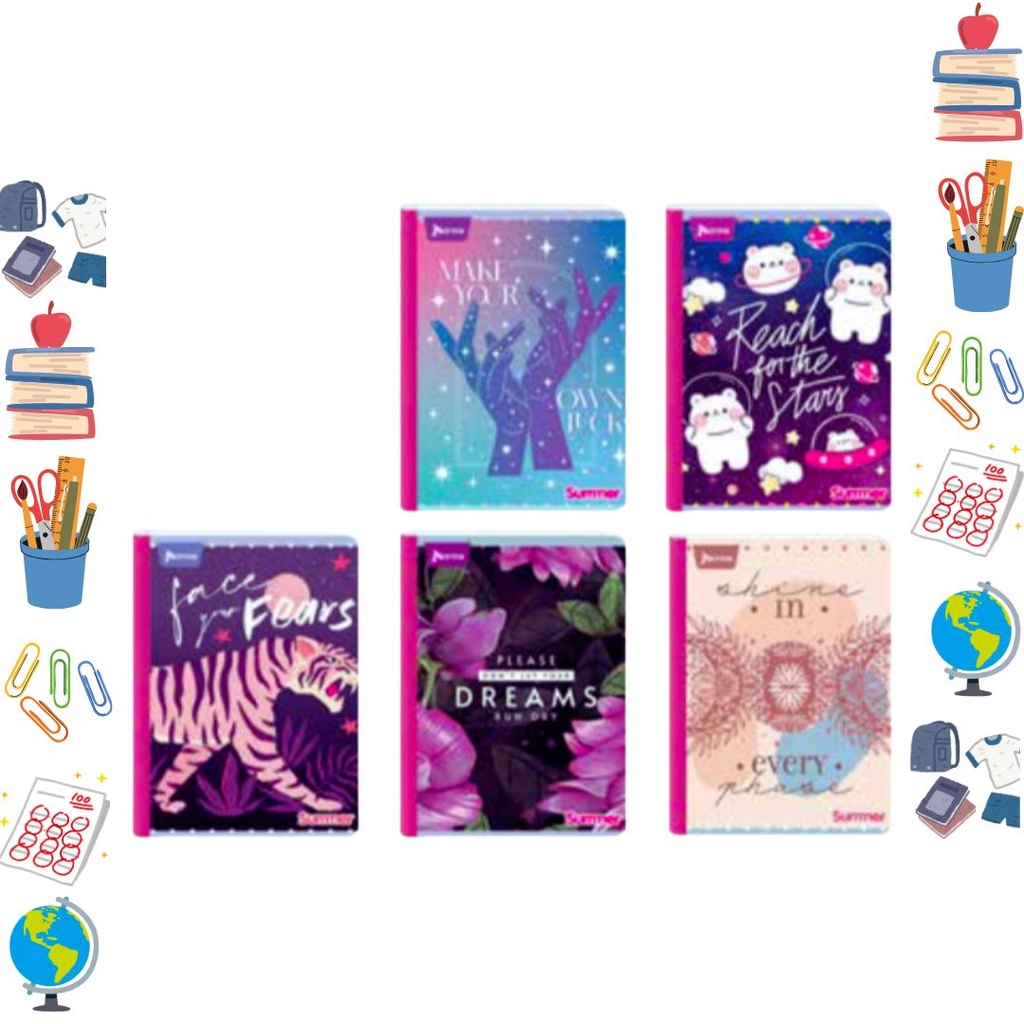 Cuaderno sumer sticker cosido 100H femenino raya