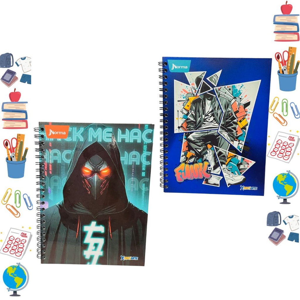 [558922] Cuaderno xpresarte argollado grande dura book masculino cuadro
