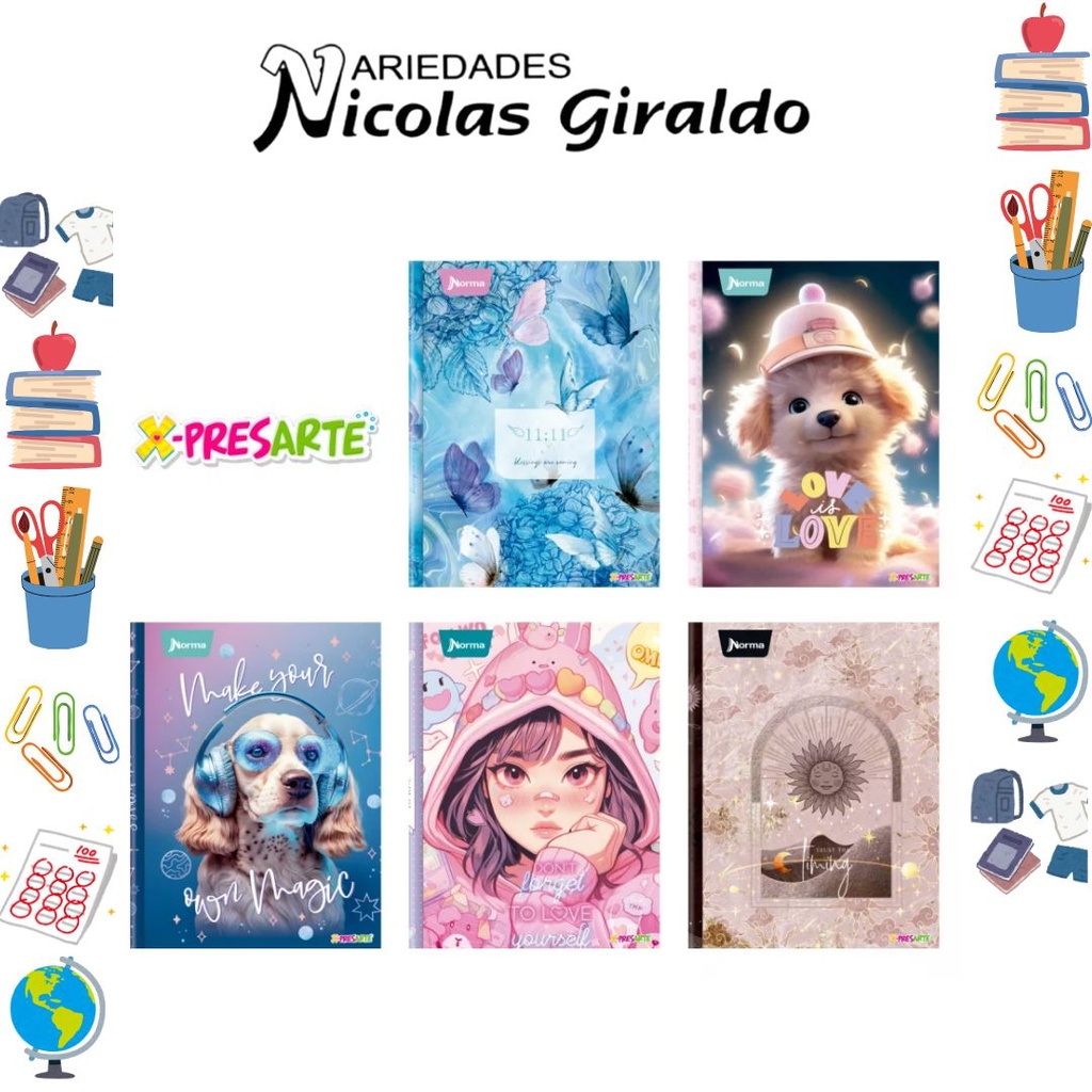 Cuaderno xpresarte dura book 100 H femenino cuadro