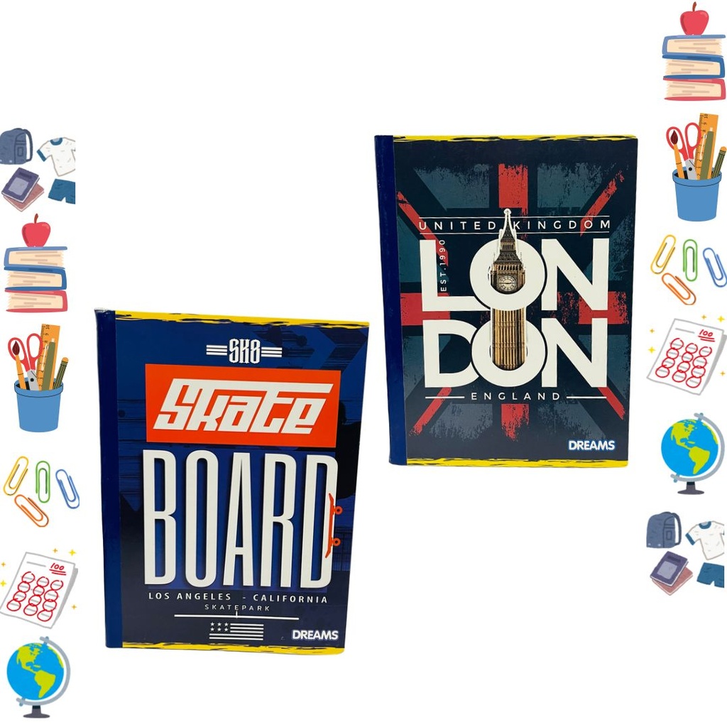 Cuaderno dream sticker cosido 100H masculino cuadro