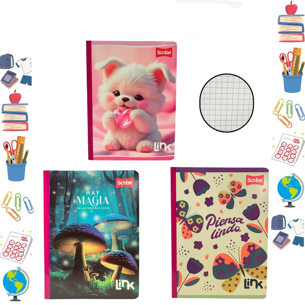 (904952)Cuaderno link sticker cosido 100H femenino cuadro