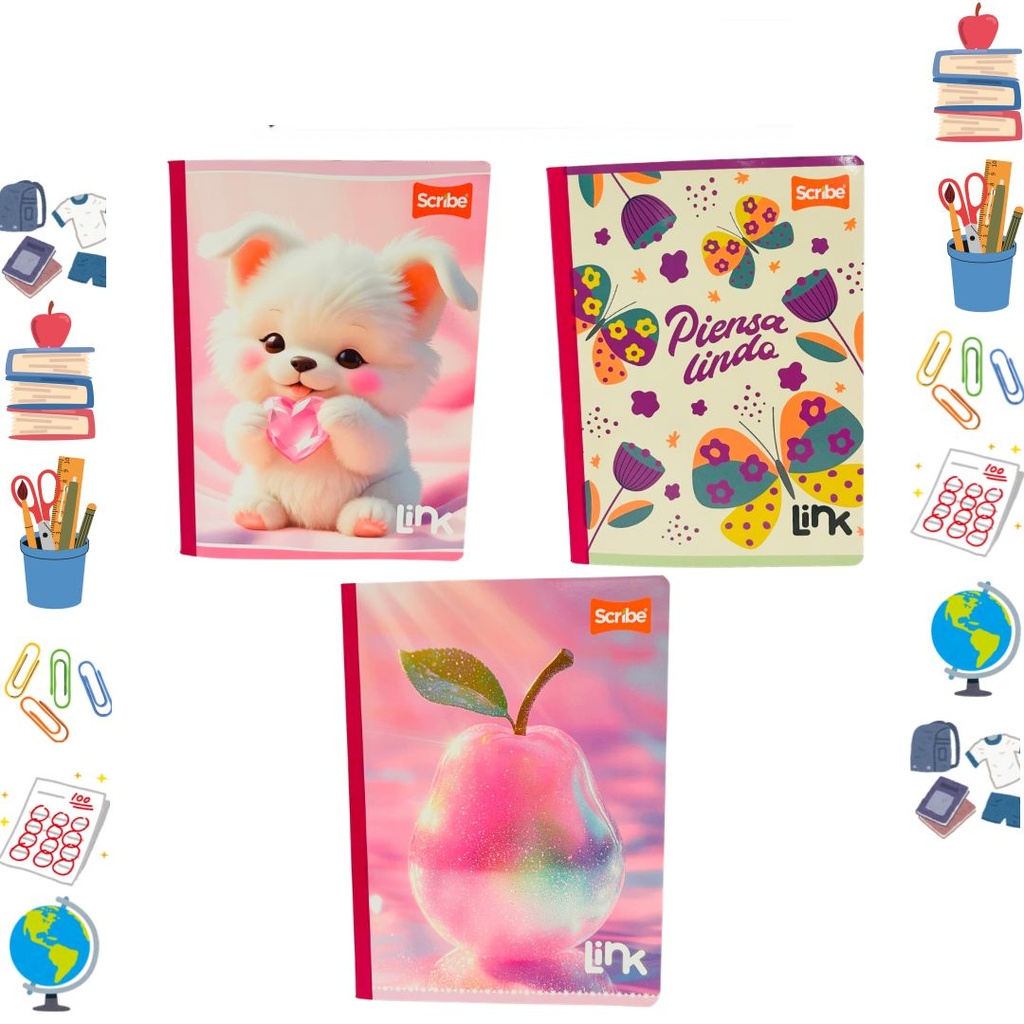 Cuaderno link sticker cosido 100H femenino raya
