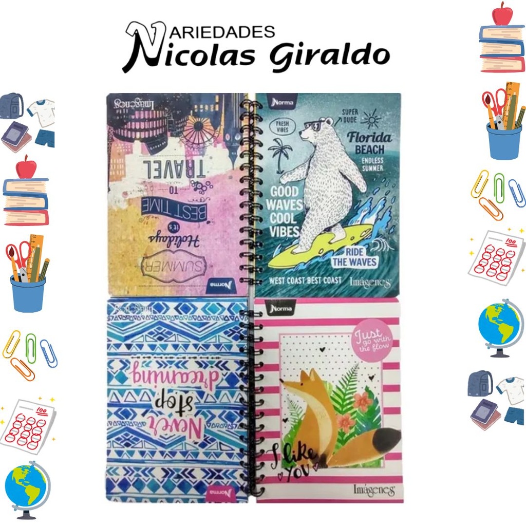 Cuaderno norma argollado grande economico cuadro surtido