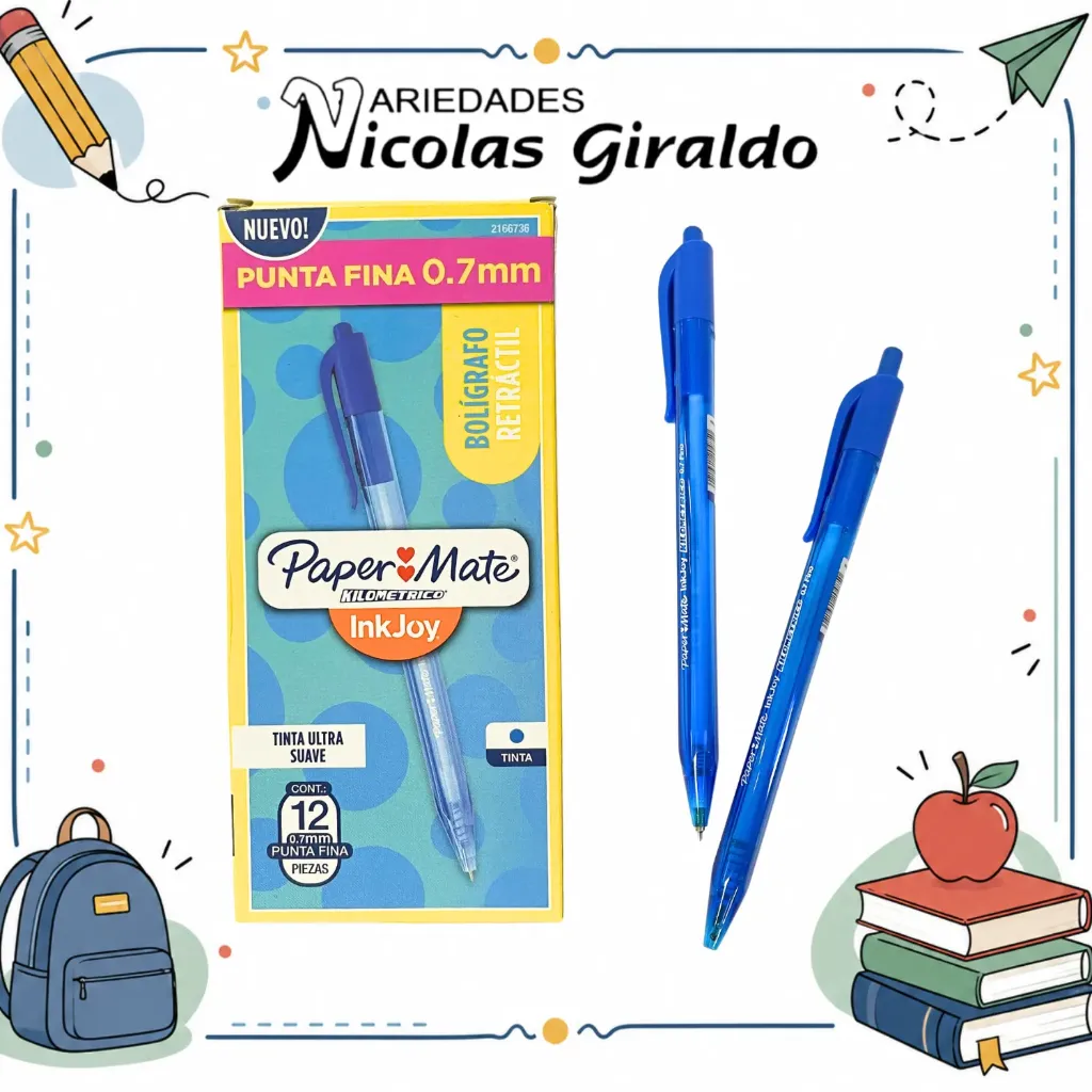 Lapicero kilometrico retractil azul .7 x12