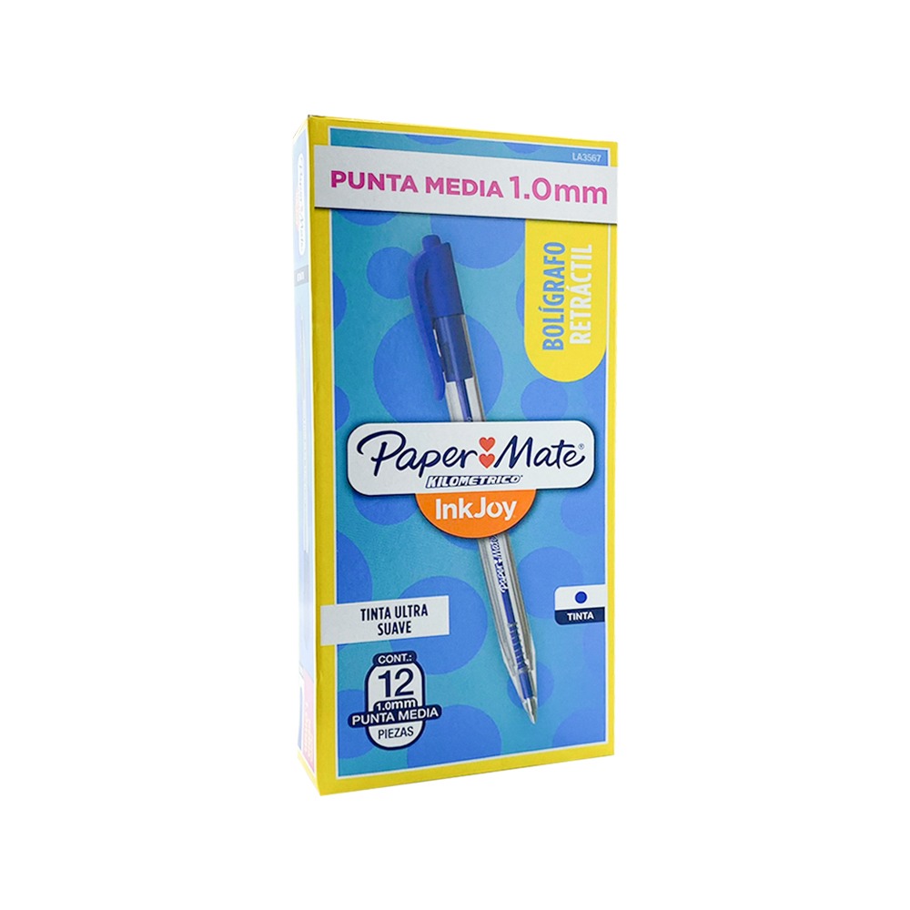 Lapicero kilometrico retractil azul 1.0 x12