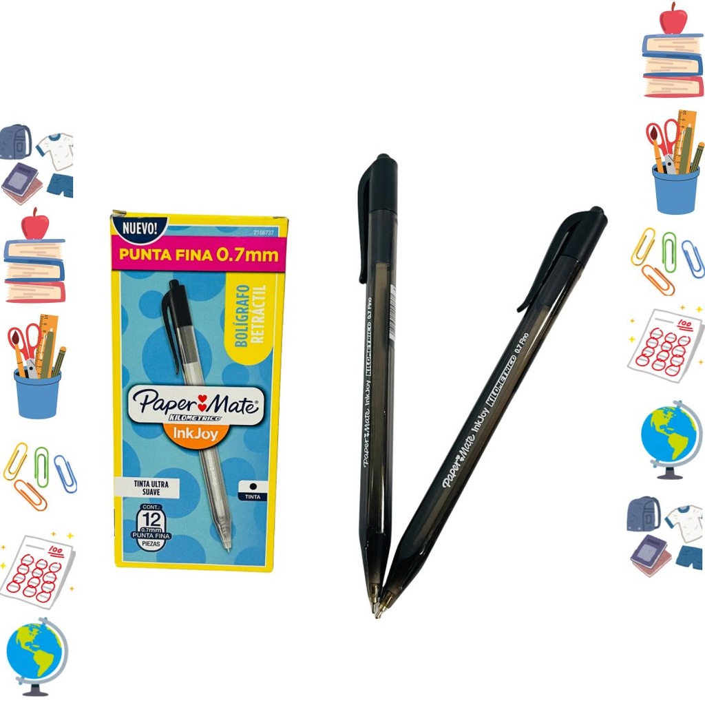 Lapicero kilometrico retractil negro .7 x12