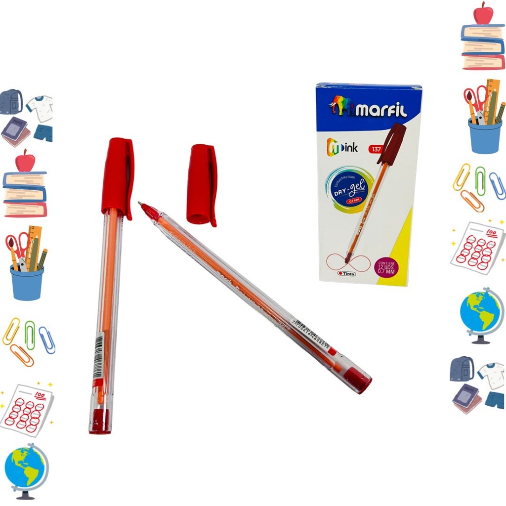 Lapicero marfil tapa rojo .7 x12