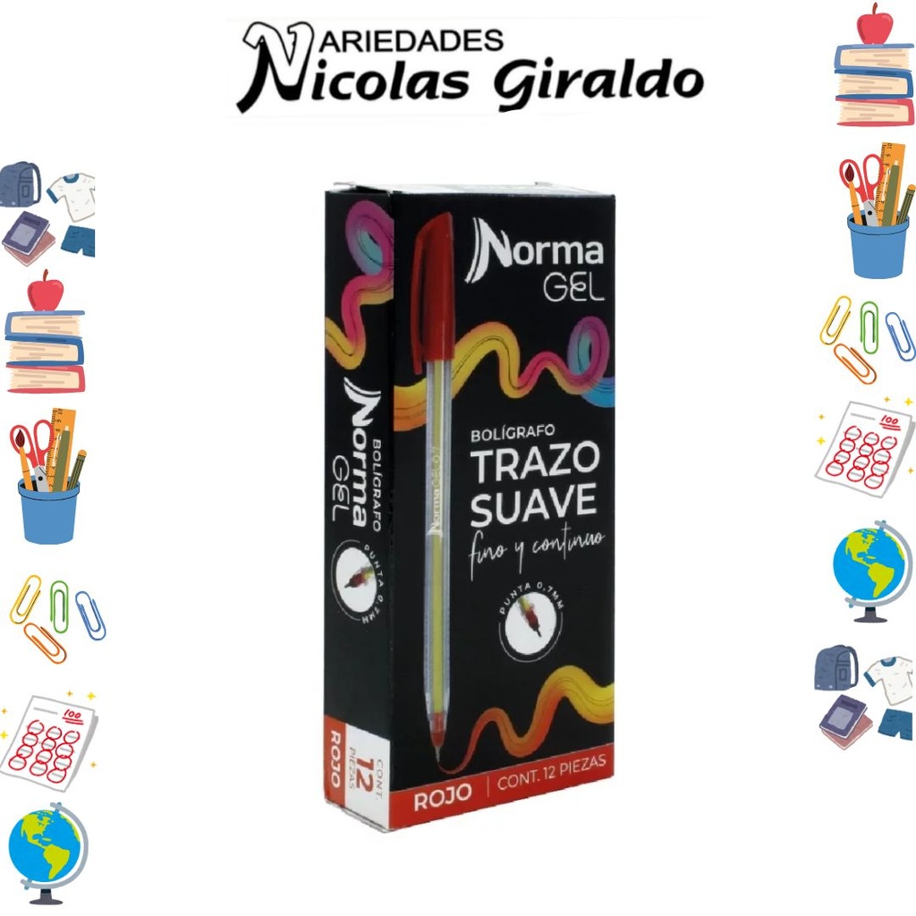 [560361] Lapicero norma .7 tapa rojo x12