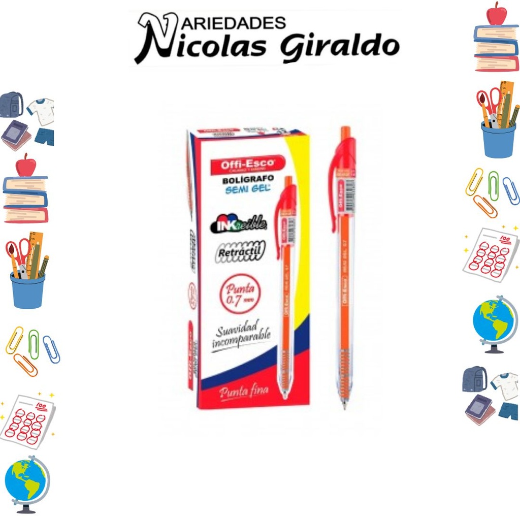 Lapicero offi-Esco retractil rojo x12